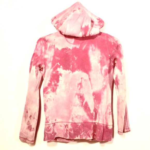 Anticulture Tops - Ribbed Sweatshirt Hoodie Acid Wash Pink Tie Dye